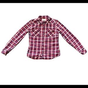 SzM tna classic fit long sleeve flannel EUC red/blue/white pattern